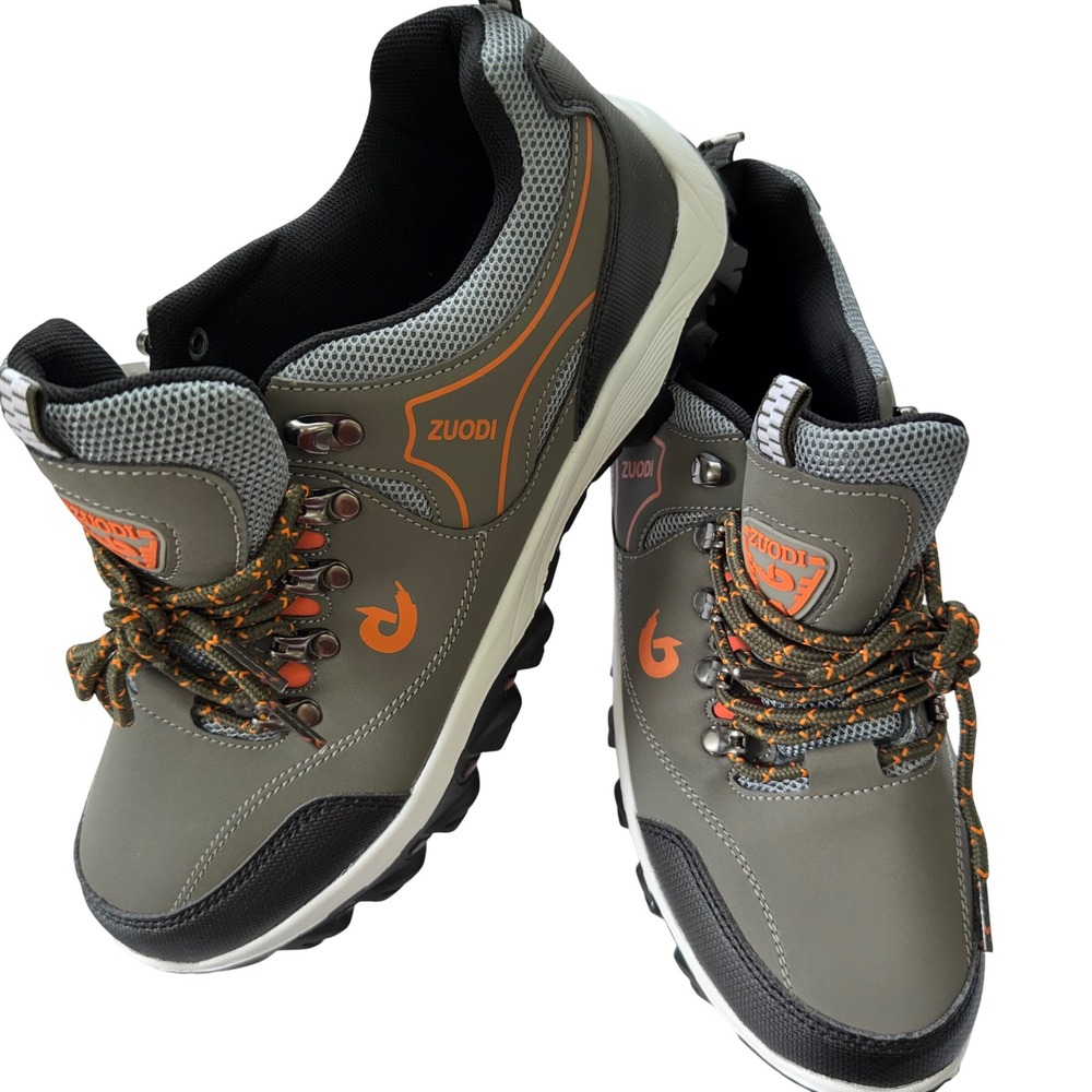 Zuodi Mens Running Hiking Walking Sneakers Orange Gray Black New Size 9 42